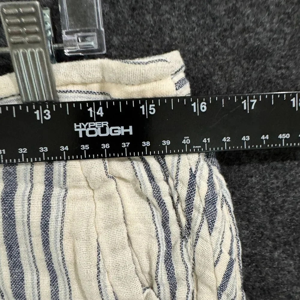 Free People Shorts Women's 2 Ivory Blue Striped Summer Beach Mini - Picture 3 of 9